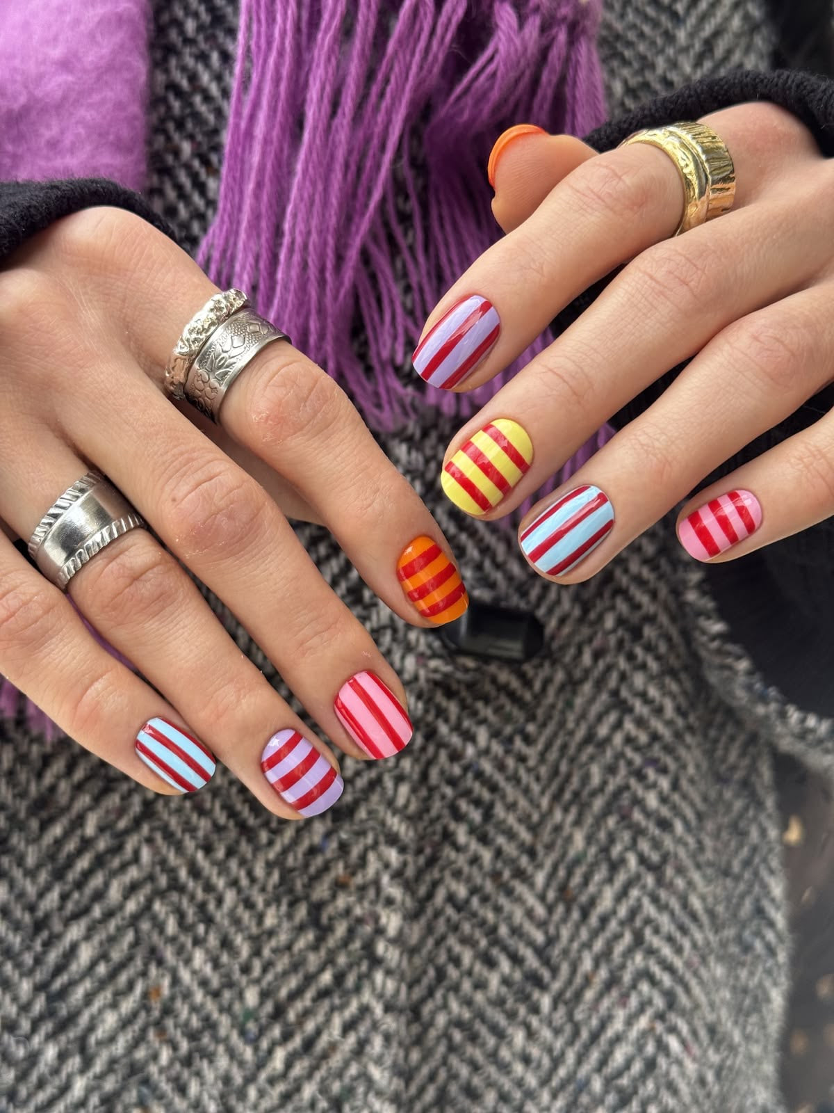 Retro Stripe Press-Ons
