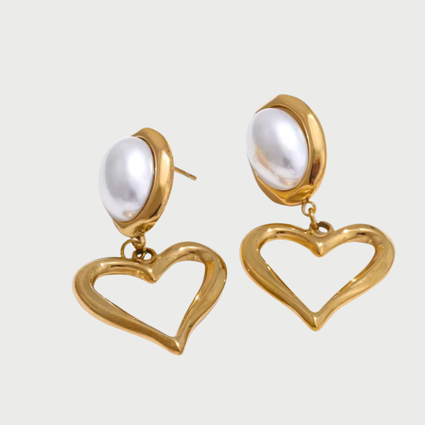 HEART PEARL DROP EARRINGS
